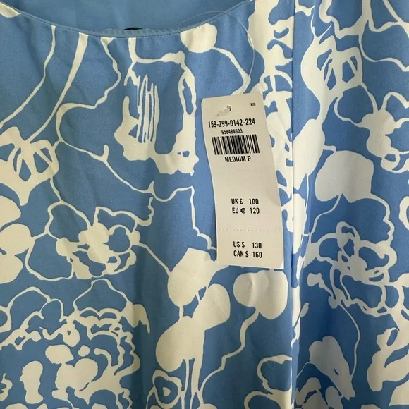 Abercrombie Blue& White mermaid low back spaghetti strap cocktail midi dress-MED - Picture 3 of 4